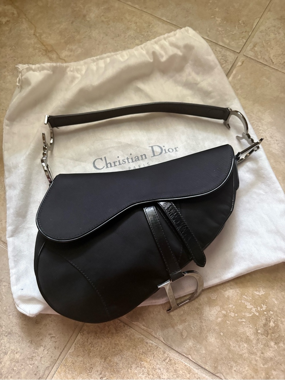 Christian Dior Black Saddle Bag